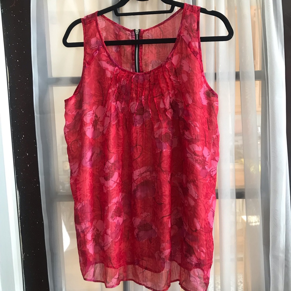 PINK and RED floral sleeveless blouse